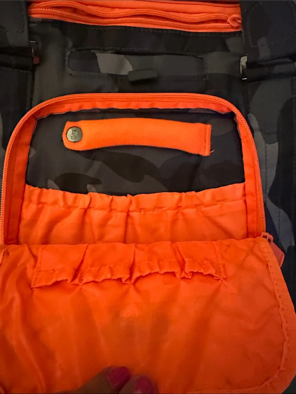 LUG Propeller- Quilted Camouflage Tote with Coral Zippers